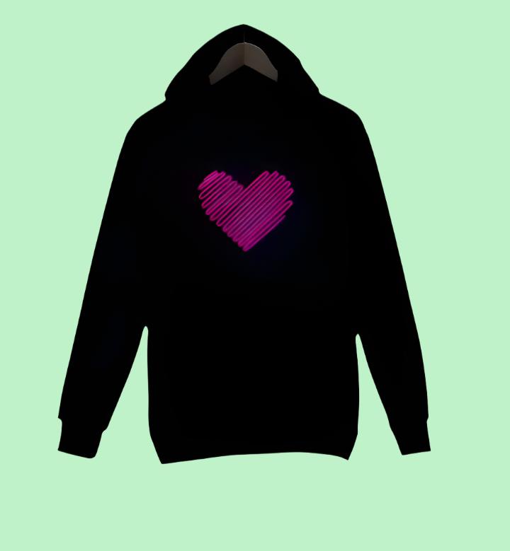 Handmade Custom Heart ♥ Neon Hoodie, High Quality Cozy Hoodie