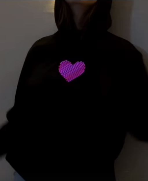 Handmade Custom Heart ♥ Neon Hoodie, High Quality Cozy Hoodie