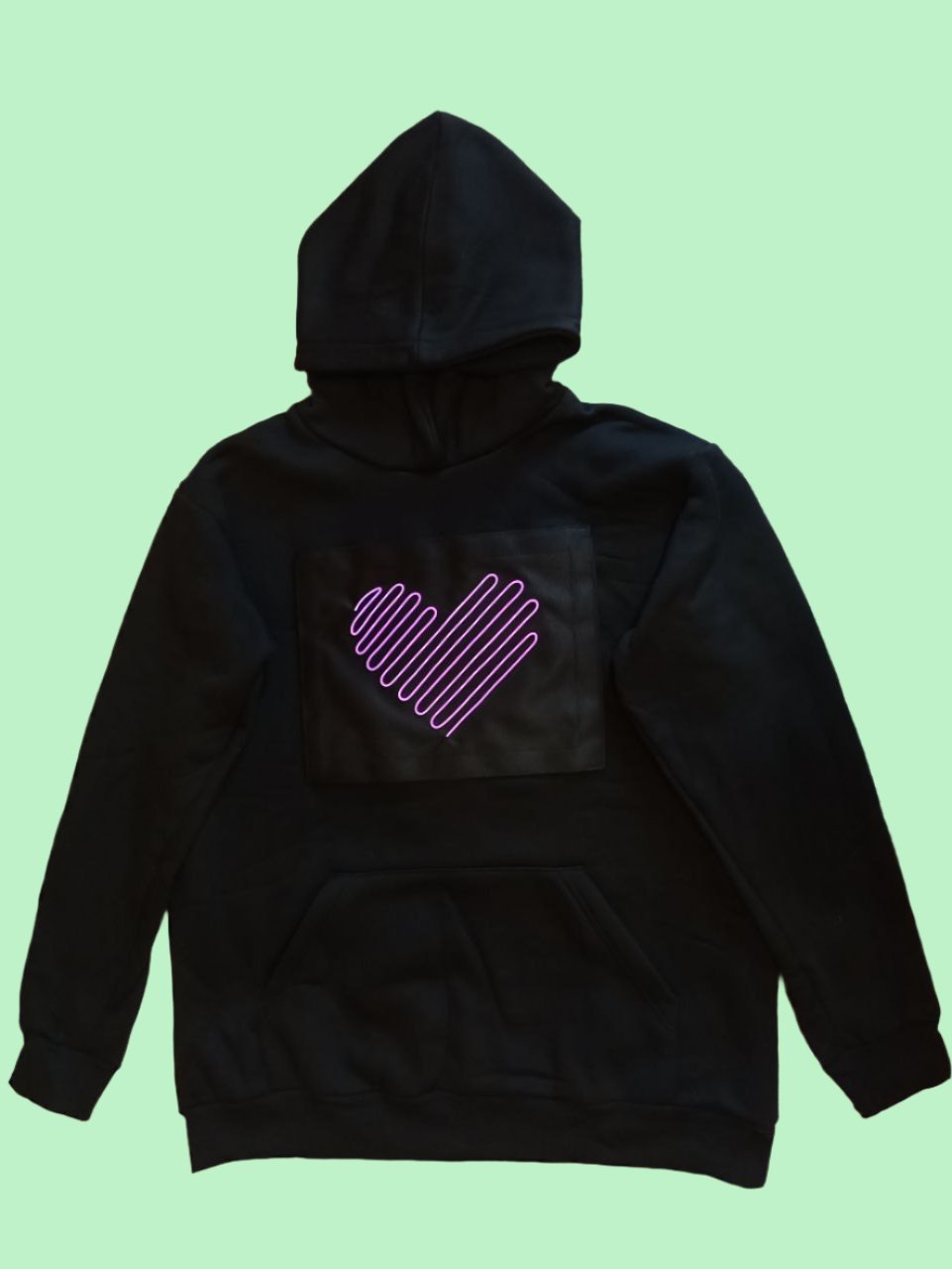 Handmade Custom Heart ♥ Neon Hoodie, High Quality Cozy Hoodie